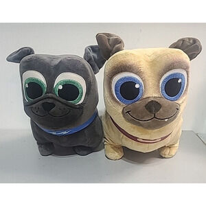 Disney Junior Puppy Dog Pals Plush Roly Bingo Dog Stuffed Animals Tan Gray 12"